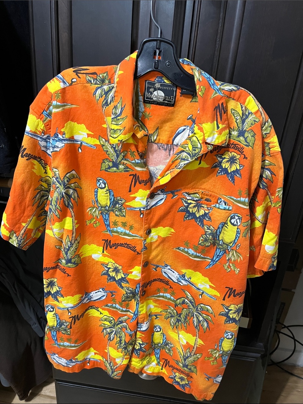 Margaritaville Orange Parrot & Palm Short-Sleeve Camp Shirt
